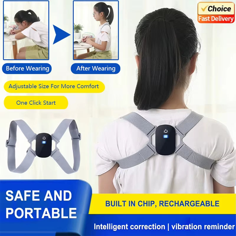 2026 New Smart Posture Corrector Rechargeable Back Brace 8 Shape Vibration Reminder 400Mah Battery for Work Study Office Home